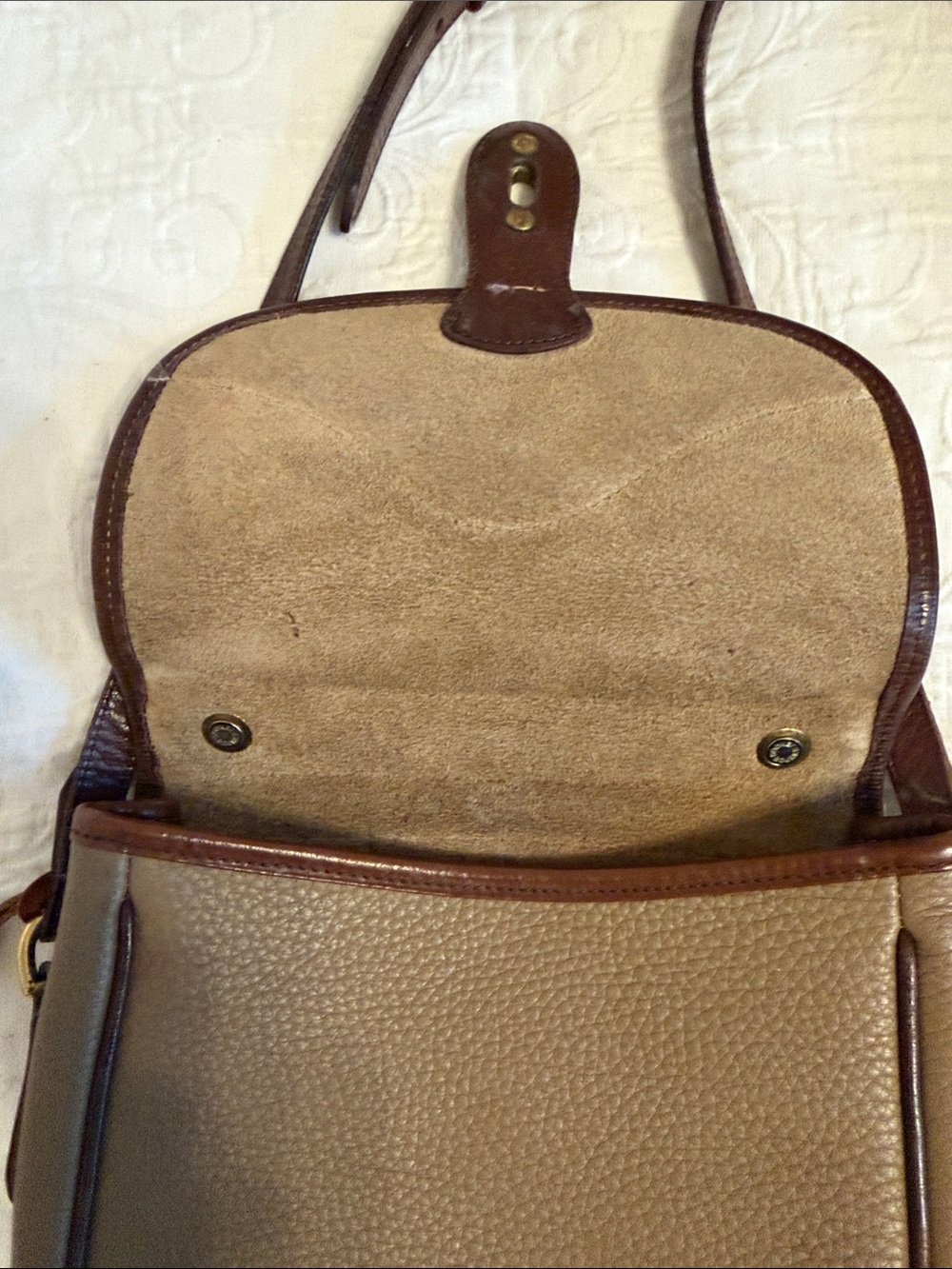 Dooney & Bourke Brown and Taupe Leather Crossbody Bag - Picture 5 of 9